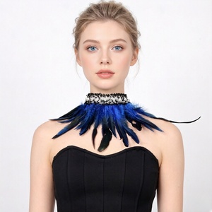 وشاح رقبة ملون من الريش الطبيعي بتصميم قوطي أسود للجنسين للبالغين، إكسسوار زي تنكري لأداء الهالوين، متوفر بالمخزون - Product Image 5
