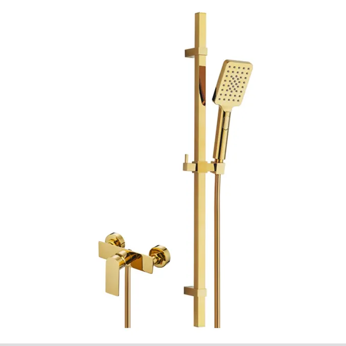 TM-2092 Bathroom abs gold shower head set sliding bar shower mixer