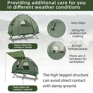 Ultraleichtes Einzelzelt für Outdoor-<span class=keywords><strong>Camping</strong></span>, Wasserdichtes Oxford-Gewebe, Regen- und Feuchtigkeitsbeständiges Faltbett für Familien - Product Image 2