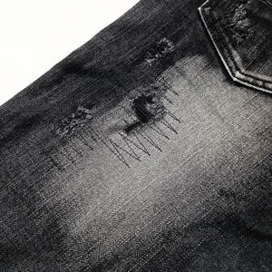 Fabricantes Guangzhou OEM, Parches de Cuero Resistentes, Diseño de Marca, Jeans de Mezclilla Ajustados para Hombre, Estilo Vintage, Elásticos y Desgastados - Product Image 4