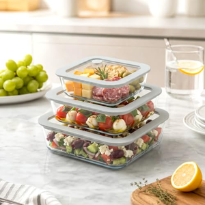Boîte de conservation en verre borosilicate transparent de haute qualité, compatible micro-ondes et réfrigérateur, pour le stockage des aliments, idéale pour les déjeuners et la cuisine - Product Image 3