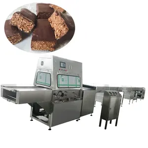 Mesin Pelapisan Coklat Batang Protein Lebar Sabuk 400MM/Mesin Penutup/Garis Enrobing Coklat dengan Terowongan Pendingin 10M