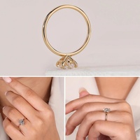 Anillo de Compromiso con Diamante Cultivado en Laboratorio de 2 Quilates, Corte Ovalado, Cuatro Puntas, Oro Sólido de 10K/14K/18K, Certificado IGI, CVD/HPHT, Personalizado