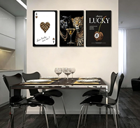 Décoration murale Trio Lucky Ace Léopard encadrée noir mat épuré pour les fêtes sur le thème du Commonwealth, idéale pour les commandes de décoration Lucky Charm