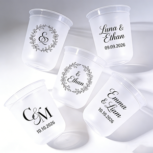 Bicchieri di Plastica Usa e Getta di Alta Qualità da 10 12 13 14 15 16 17 18 19 20 21 22 33 Oz <span class=keywords><strong>con</strong></span> Coperchio, Stampa Personalizzata per Matrimoni, Compleanni, Aziende - Product Image 1
