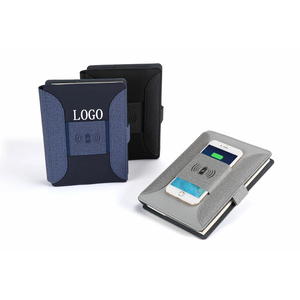 ปกสมุดโน้ตบุ๊กแบบพกพาพร้อมที่ชาร์จ<span class=keywords><strong>โทรศัพท์</strong></span>ไร้สาย RFID สำหรับธุรกิจ ความจุแบตเตอรี่ 8000mAh  พร้อมช่องเก็บของและที่วางโทรศัพท์มือถือ ทำจากหนัง - Product Image 1