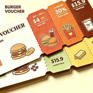 Libretas de Cupones Personalizadas para Programas de Fidelización de Restaurantes de Hamburguesas, Impresas Digitalmente en Papel Kraft con Hojas Desprendibles y Logotipo Personalizado - Product Image 1