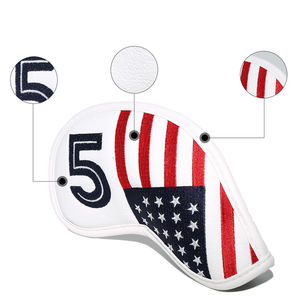 Nouvelle conception – Lot de 10 housses de tête de fer de golf en PU avec broderie drapeau américain - Product Image 2