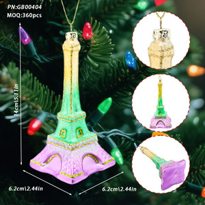 Boule de Noël en verre, raquette, tour Eiffel, boîte à crayons, design balle de <span class=keywords><strong>golf</strong></span>, ornement suspendu en verre, décoration de sapin de Noël - Product Image 1