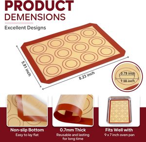 Tapis de cuisson en silicone avec cercles, résistant à la chaleur, pour macarons et biscuits, antiadhésif, réutilisable - Product Image 2