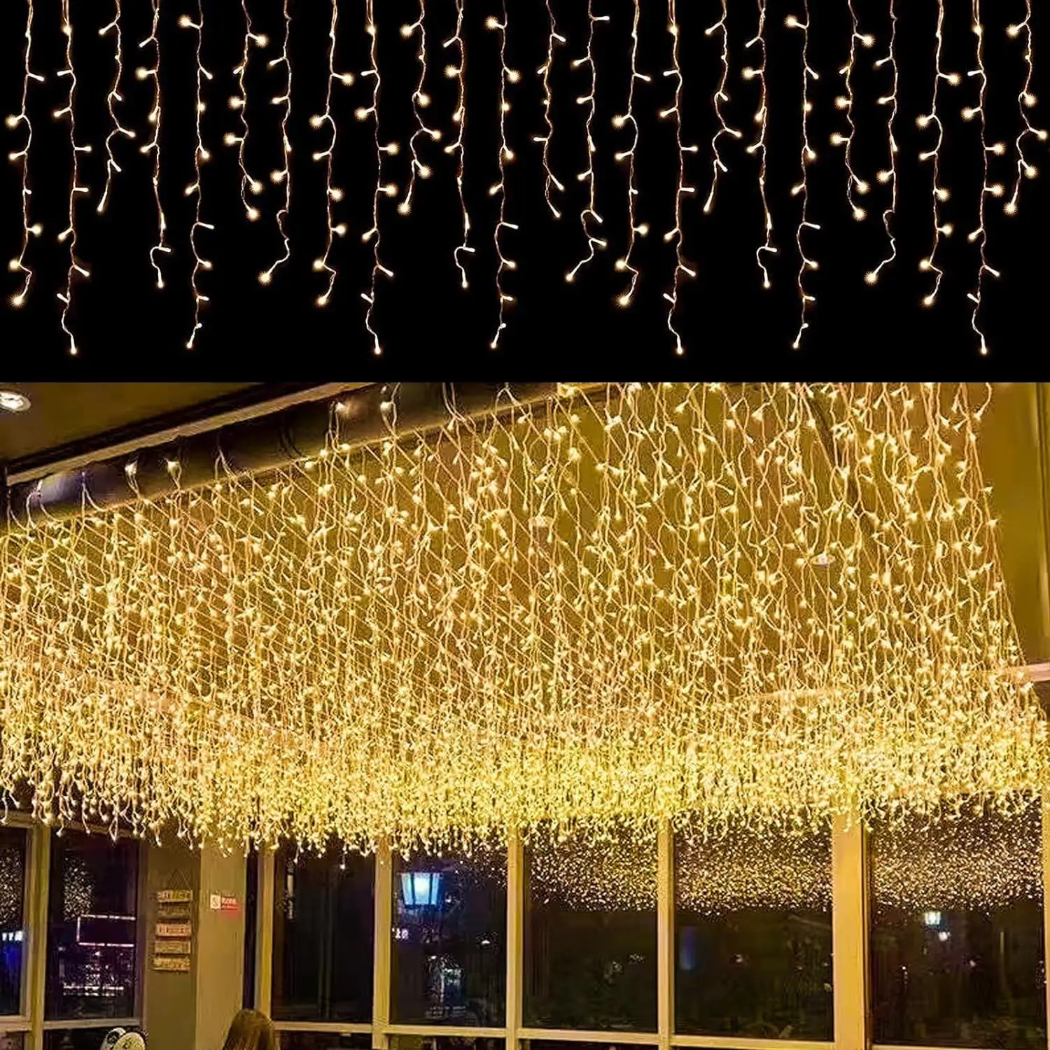 سلسلة أضواء عيد الميلاد المتميزة المتميزة بتقنية الليد المتميزة بطبقة أضواء سلاسل أضواء يمكن إطالة ستارة بها 8 أوضاع إضاءة متدلية ومشرقة معلقة