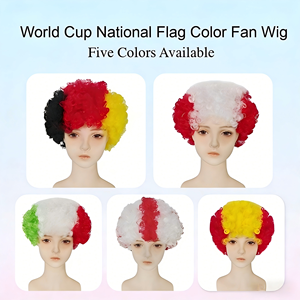 Perruque synthétique bouclée aux couleurs du drapeau national pour les matchs de football, perruque afro colorée pour les fans de football, cheveux bouclés Coupe du Monde - Product Image 2