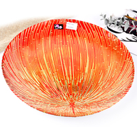 Assiette de service en verre rouge de luxe pour fruits, centre de table décoratif pour fêtes et banquets, vente en gros