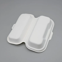 Vaisselle jetable compostable, boîte à hot-dogs en forme de coquille, boîte à lunch en bagasse de canne à sucre, fournitures biodégradables à emporter