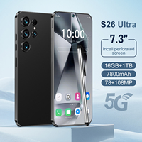 Smartphone S26 Ultra 7,3 pouces 120 Hz 5G Android 14 16 Go de RAM 1 To de stockage Appareil photo 108 MP Batterie 7800 mAh Double SIM Cadre métallique