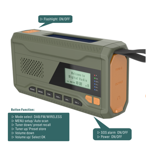 Portable 2000mAh USB alimentation numérique DAB + <span class=keywords><strong>Radio</strong></span> solaire grand LCD AM FM pour Bluetooth d'urgence manivelle lampe de poche <span class=keywords><strong>Radio</strong></span> Internet - Product Image 3