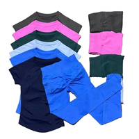 Ensemble de yoga et fitness respirant 2 pièces grande taille, coupe ajustée, manches courtes, séchage rapide, pour le yoga XL