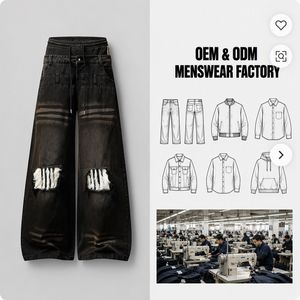 Jean ample pour homme de créateur, à <span class=keywords><strong>double</strong></span> taille, imprimé fausse fourrure, avec empiècements, coupe large, effet <span class=keywords><strong>vintage</strong></span> délavé, bords effilochés, en denim <span class=keywords><strong>double</strong></span> couche - Product Image 1