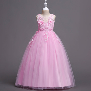 Vestido largo de princesa para niñas, vestido de tul rojo con escote corazón para niñas de 4 a 14 años - Product Image 3