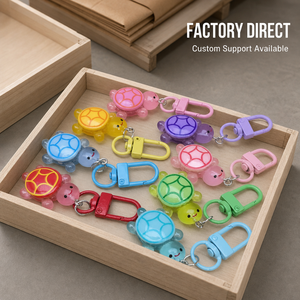 Porte-clés pendentif tortue lumineuse mignonne de dessin animé, couleur aléatoire, pour décoration de sac à dos de fille, vente en gros - Product Image 2