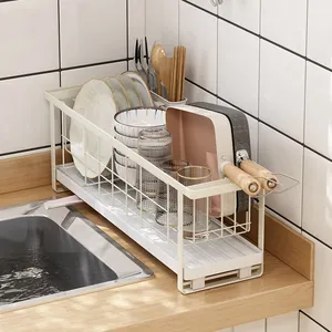 ห้องครัวขนาดเล็กมุมอ่างล้างจานชั้นอบแห้งสำหรับอ่างล้างจานมุม