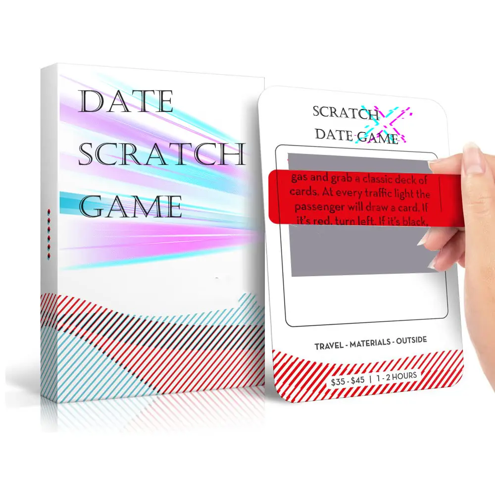 Individuelle lustige abenteuerliche Date-Spielideen romantisches Paar Geschenk Karten-Scratch-Spiel Abenteuer-Karten für Paare oder Jahrestag