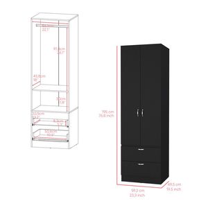 DB Armoire Marlton Armario de tela plegable Negro Dormitorio Sala de estar Muebles para uso doméstico para apartamentos - Product Image 3