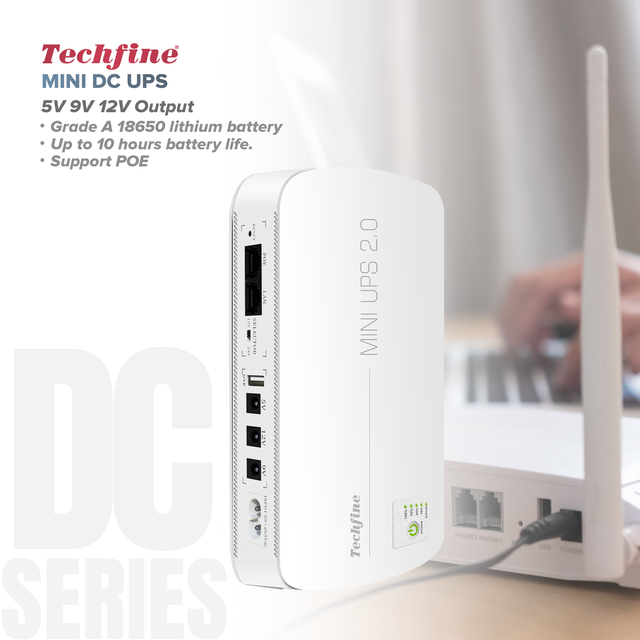 Wifi Router Mini Dc Ups Battery Backup Poe 18w 10000mah Mini Ups 5v 9v 12v 15v 24v for Laptop and Phone