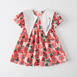 summer flower cotton baby frock design little girl dresses for kids