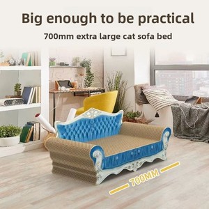 Griffoir pour chat écologique de style canapé inclinable avec design chaise longue en carton ondulé, jouet pour chat au style mignon - Product Image 3