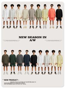 Vente en gros de sweatshirts unisexes à manches longues et col rond pour hommes en coton de couleur unie avec logo personnalisé - Product Image 5