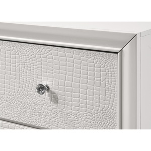 Comodino Moderno Stile Glamour Bianco Puro con Due Cassetti e Motivo Coccodrillo in Rilievo - Product Image 4