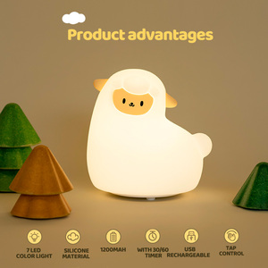 <span class=keywords><strong>Alcapa</strong></span> Sheep recargable táctil de silicona blanca lindo Rgb que cambia de Color lámpara Led dormitorio Animal luz de noche para niños - Product Image 2