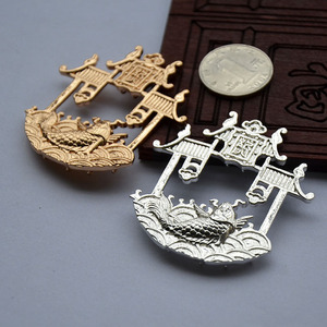Épingle à cheveux en forme de carpe sautant au-dessus du portail du dragon, plaqué cuivre, or et argent, style ancien, accessoire de cheveux chinois, bijoux - Product Image 3