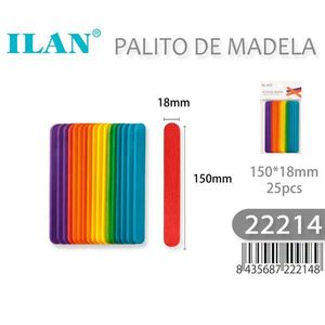 Palitos de Madera ILAN 150x18mm 25 Piezas Colores Arcoíris Materiales para Manualidades - Product Image 1