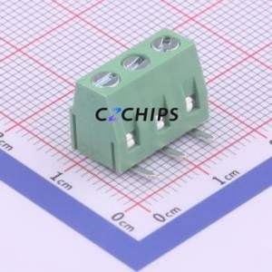 DG127R-5.0-03P-14-00A(H) Screw Terminal Block Bent Lead Through Hole,P=5mm Connector 1x3P 5mm Green Right Angle Insert - Product Image 1