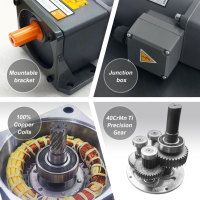 Moteur asynchrone monophasé Qiangbang à arbre creux, réducteur à engrenages à angle droit, 220V 250W avec contrôle de vitesse