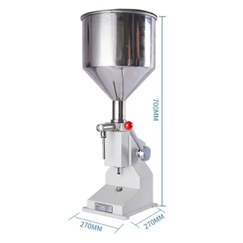 Tabletop manual juice oil filling machine hand jar cosmetics paste filling machine 10L hopper for small business