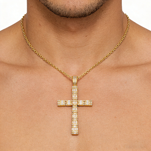 Collar Clásico de Compromiso con Colgante de Cruz y Diamante CVD Cultivado en Laboratorio, Chapado en Oro de 10K/14K/18K sobre Plata Personalizada, Cadena para Suéter, Regalo VS - Product Image 5