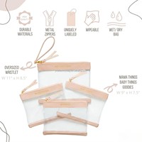 Sac à couches en cuir, pochette de voyage pour bébé, étui à couches transparent, ensemble de 3 pochettes organisatrices pour couches, comprenant une pochette à couches et une pochette pour articles secs et humides