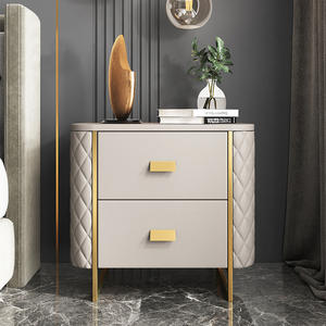 Modern Luxury Wood Night Stands Bedroom 2 Drawer <strong>Mirror</strong> Bedside Table Adjustable Storage Hotel Furniture - Product Image 1