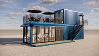 Conteneur pliant de café, de 20 pieds 40 pieds, pop-up, pour Restaurant, expédition, Bar avec cuisine, en vente