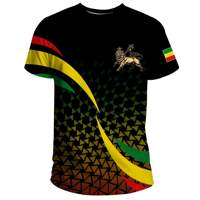 T-shirt éthiopien sur mesure pour hommes T-shirts à col rond à manches courtes bon marché T-shirts à la mode Tendance vêtements en polyester