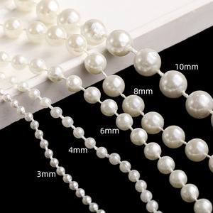 Collier de perles rouge vif 3mm 4mm 5mm 6mm 8mm 10mm Perles rondes en ABS pour décorations de plafond de mariage - Product Image 3