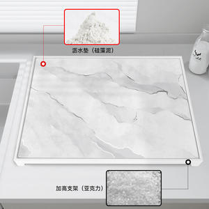 แผ่นรองโต๊ะอะคริลิคทรงสี่เหลี่ยมลายหินอ่อนกันลื่นกันคราบดูดซับน้ำสำหรับอ่างล้างจานในครัว - Product Image 3