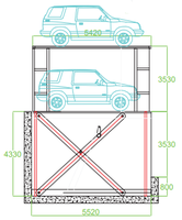 Élévateur à ciseaux de voiture Transport pour garage souterrain Élévateur à ciseaux pour voitures Double plate-forme de levage