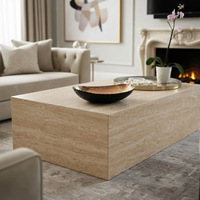 MEUBLES JIAMEIJIA |   Table basse carrée effet travertin monolithique