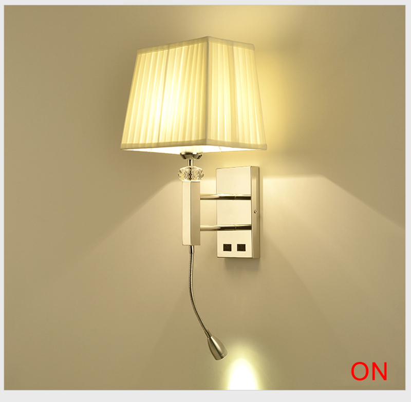 Modern Reading Wall light E27 Indoor Decorative Square Nordic Sconce Lighting Fixtures Hotel Fabric led Wall Lamp