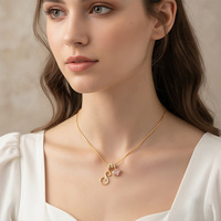 Collar Exquisito de la Serie Dopamina con 26 Letras Chapadas en Oro y Aleación de Circonio, con Piedra de Corazón, Regalo para el Día de San Valentín al por Mayor