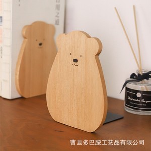 Little Bear <b>Bookend</b> Solid Wood Cartoon <b>Bookend</b> For Desk Student Gift 15x12x10.7cm - Product Image 3
